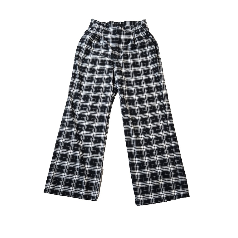 GU Women's Dress Pants Black White Plaid High Rise Straight Size‎ 10